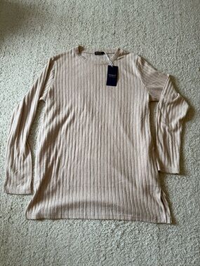 Sampeel Ribbed Long Sleeve Tunic - Beige